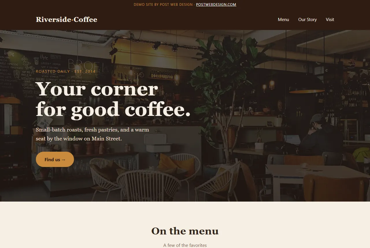 Riverside Coffee — café website demo