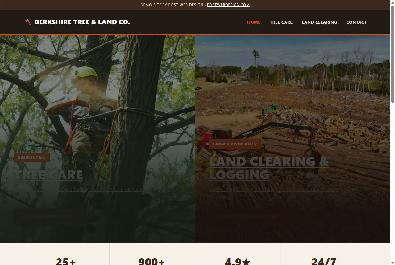 Berkshire Tree & Land Co. — sample website design for a tree service (not a client project)